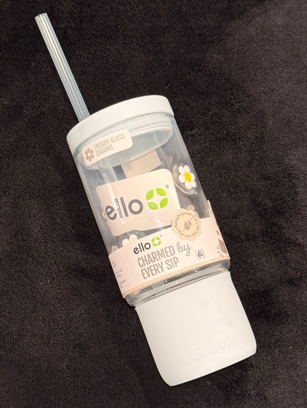 Ello Charmed 18oz Glass Daisy Design Tumbler